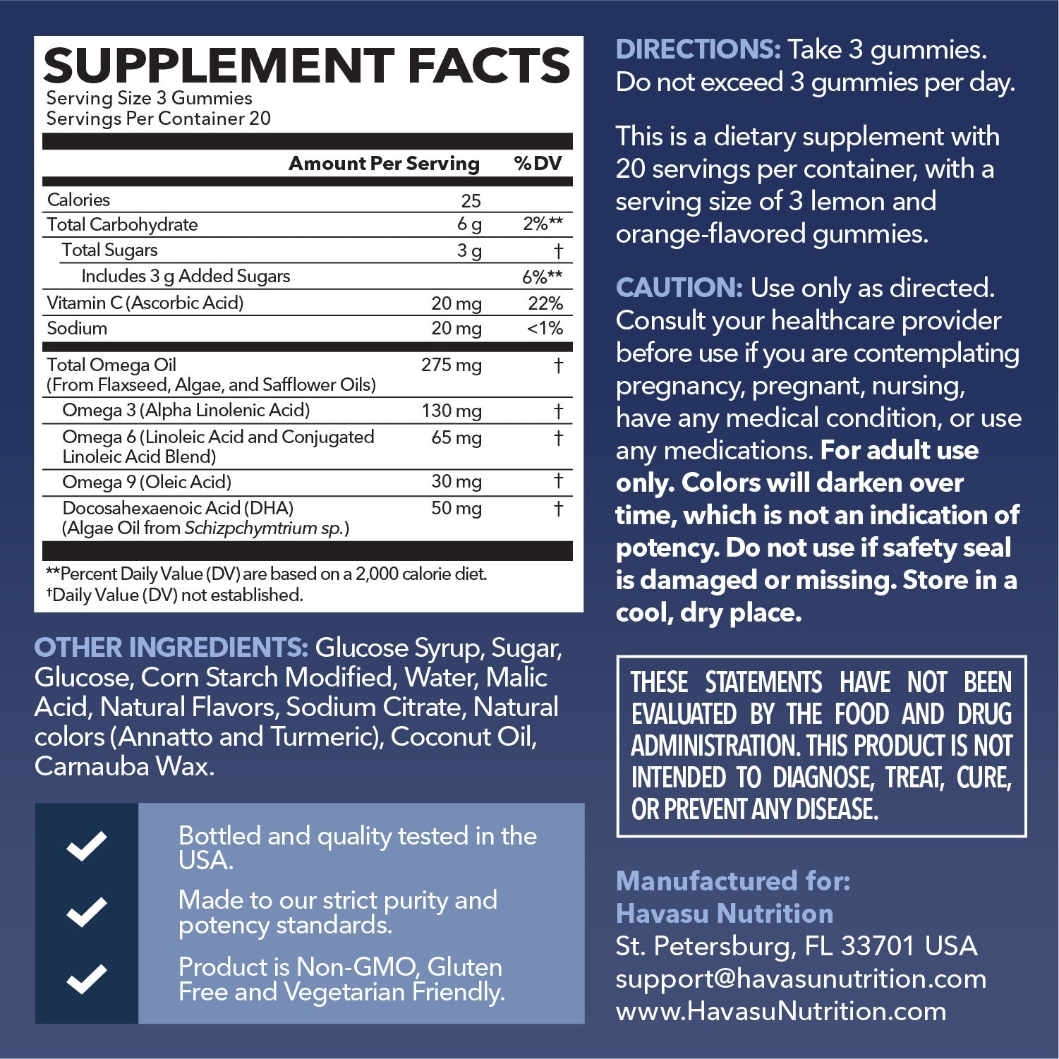Omega Gummies for Adults, Lemon & Orange - Havasu Nutrition