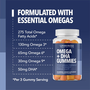 Omega Gummies for Adults, Lemon & Orange Flavors, 60ct - Havasu Nutrition