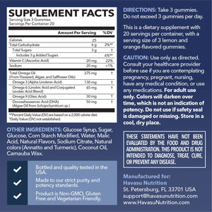 Omega Gummies for Adults, Lemon & Orange Flavors, 60ct - Havasu Nutrition