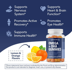 Omega Gummies for Adults, Lemon & Orange Flavors, 60ct - Havasu Nutrition