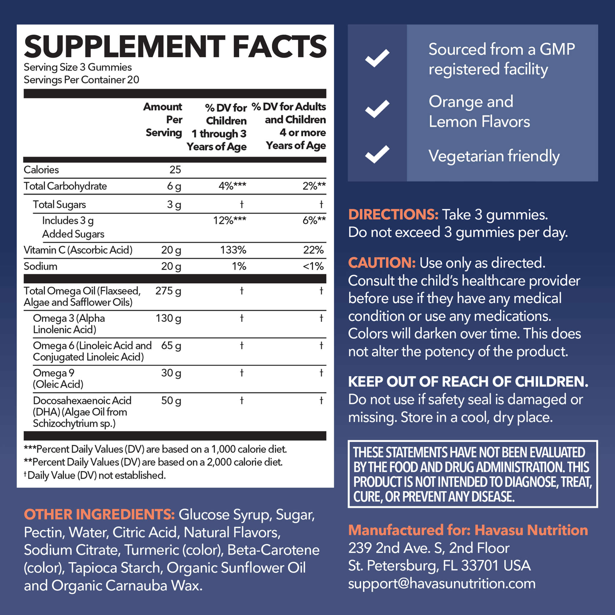 Omega Gummies for Kids, Lemon & Orange - Havasu Nutrition