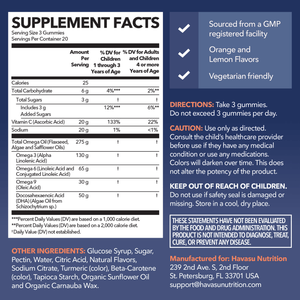 Omega Gummies for Kids, Lemon & Orange Flavors, 60ct - Havasu Nutrition