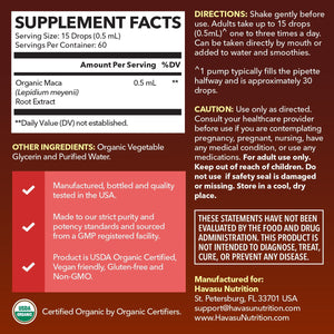 Organic Maca Root Liquid, Unflavored - Havasu Nutrition