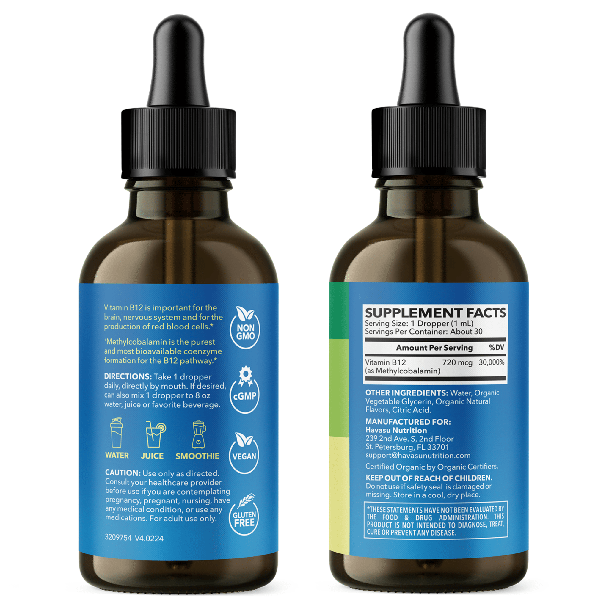 Organic Methyl B12 Liquid, 1fl oz - Havasu Nutrition