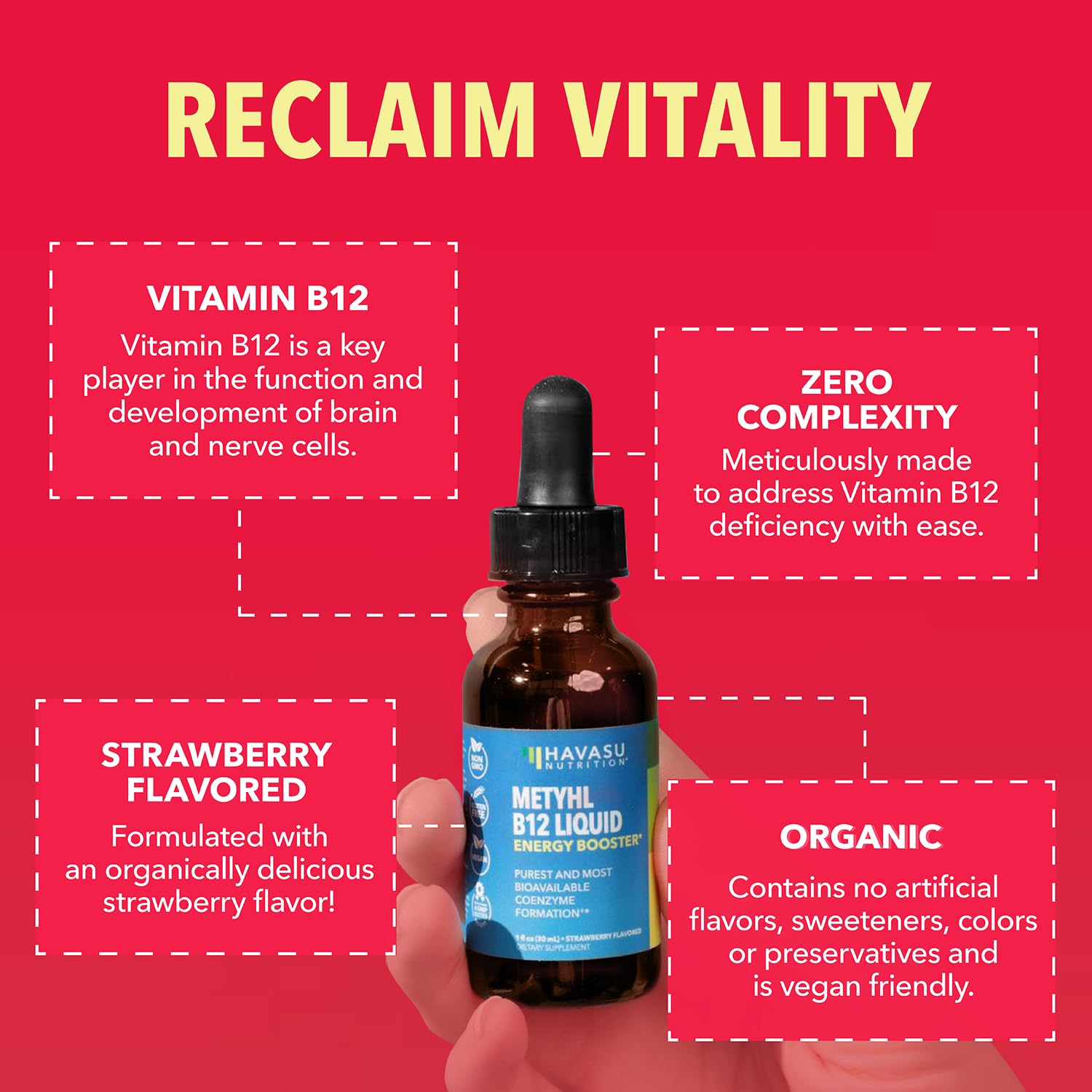Organic Methyl B12 Liquid, Strawberry - Havasu Nutrition