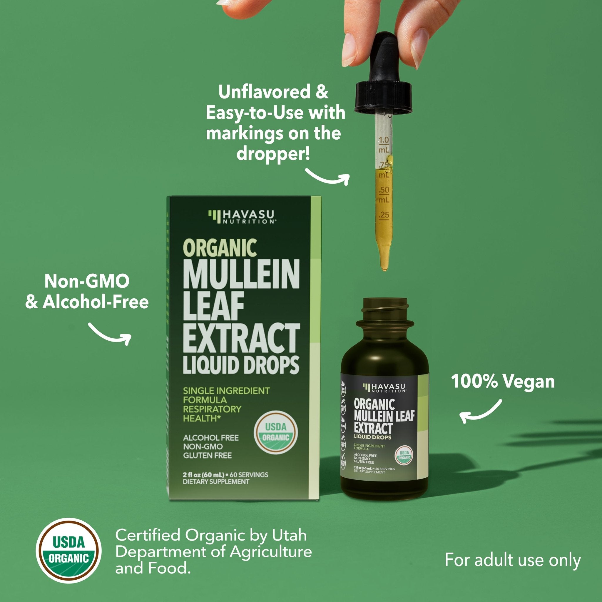 Organic Mullein Leaf Liquid, 2fl oz - Havasu Nutrition