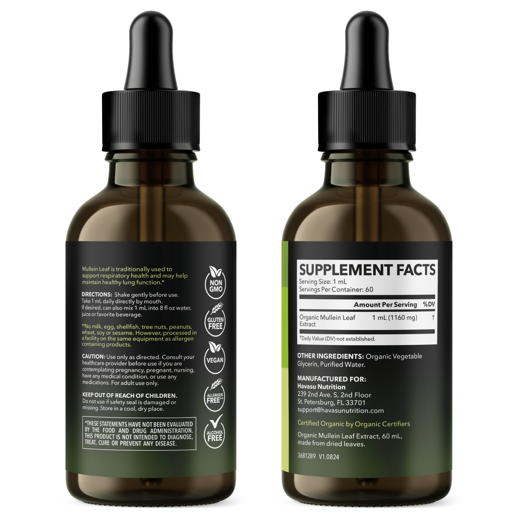 Organic Mullein Leaf Liquid, 2fl oz - Havasu Nutrition