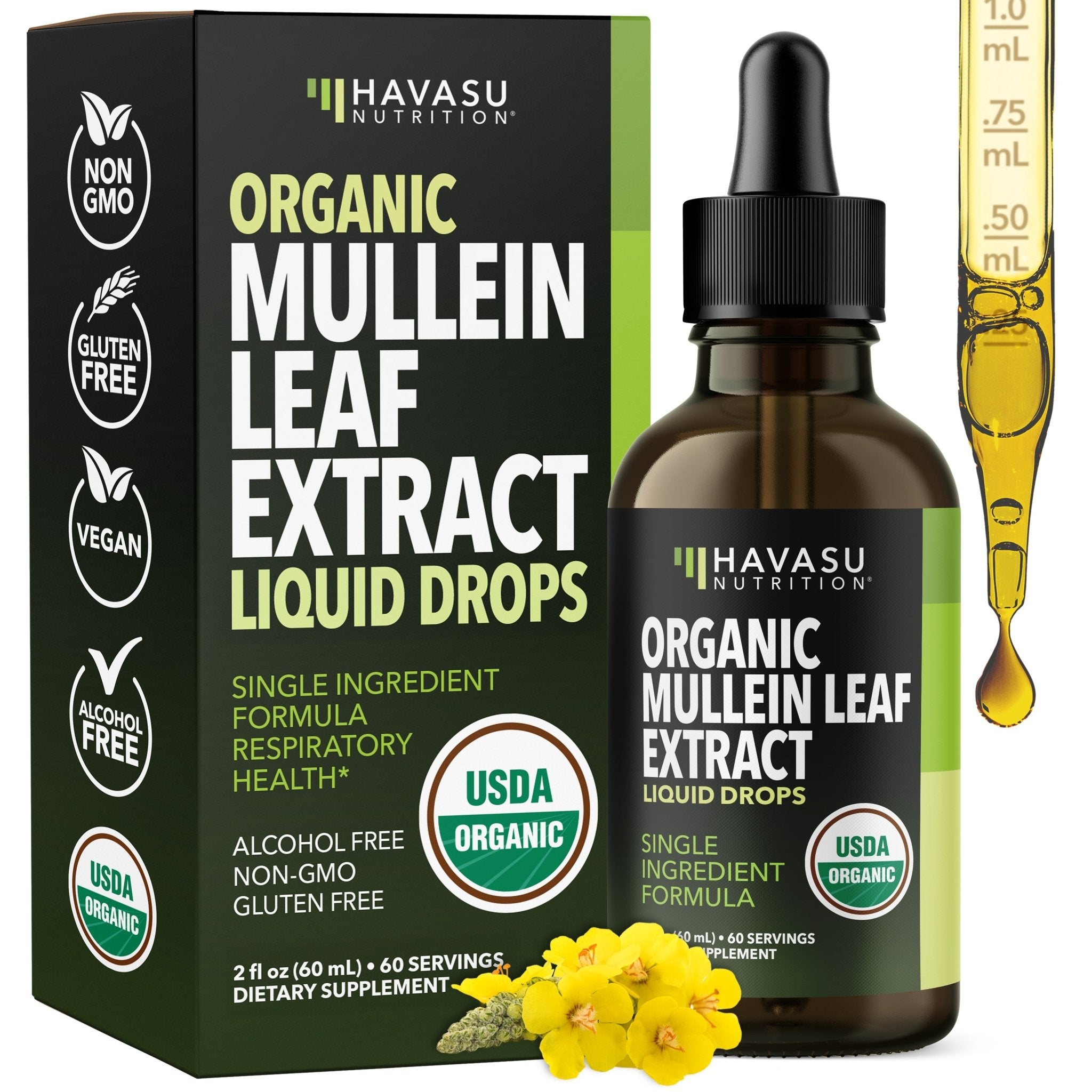 Organic Mullein Leaf Liquid, 2fl oz - Havasu Nutrition