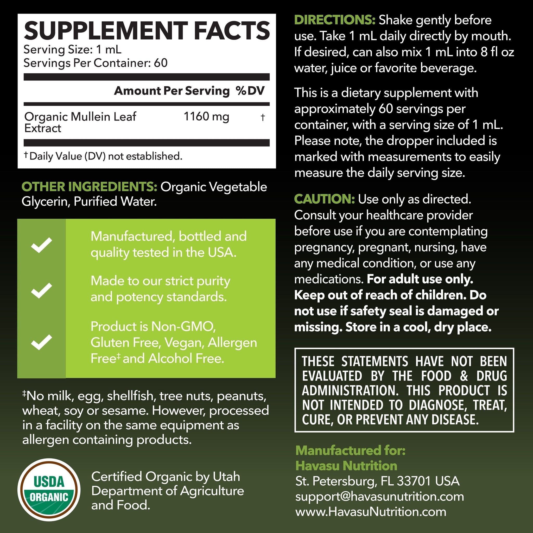Organic Mullein Leaf Liquid - Havasu Nutrition