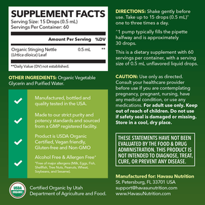 Organic Nettle Liquid, Unflavored - Havasu Nutrition