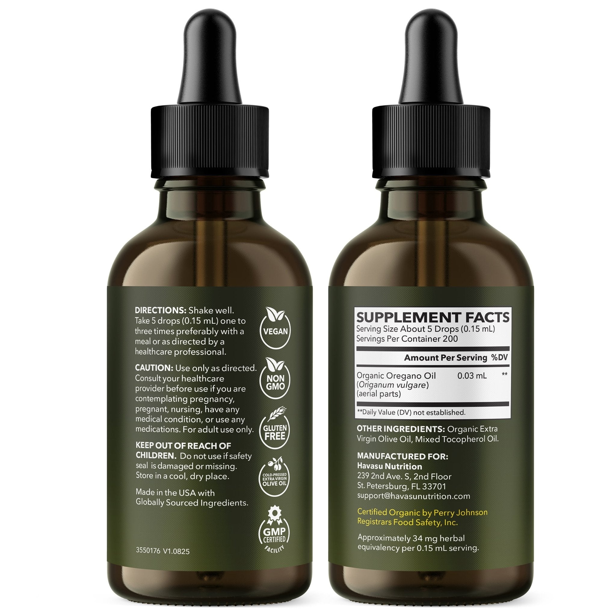 Organic Oil of Oregano Liquid Drops, 1fl oz - Havasu Nutrition