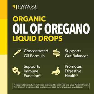 Organic Oil of Oregano Liquid Drops, 1fl oz - Havasu Nutrition