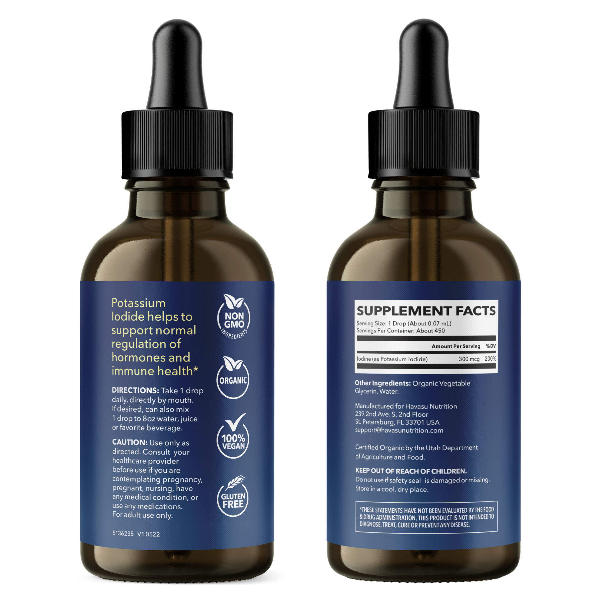 Organic Potassium Iodide Liquid, 1 fl oz - Havasu Nutrition