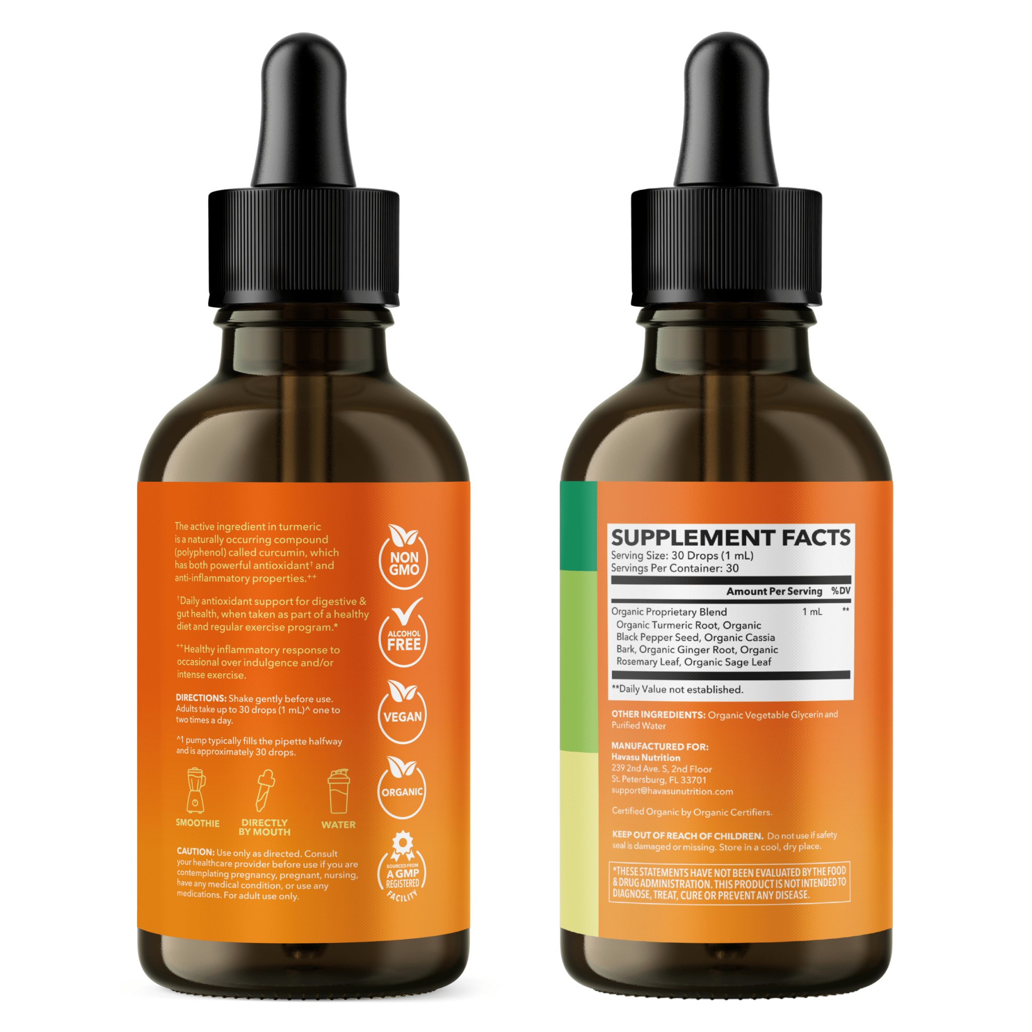 Organic Turmeric Liquid, 1fl oz - Havasu Nutrition