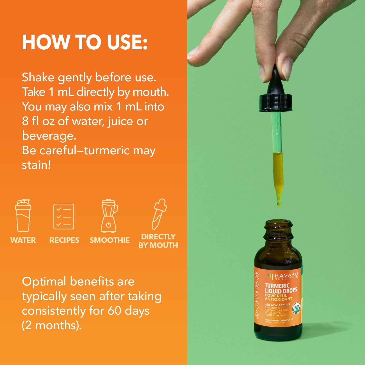 Organic Turmeric Liquid, Unflavored - Havasu Nutrition