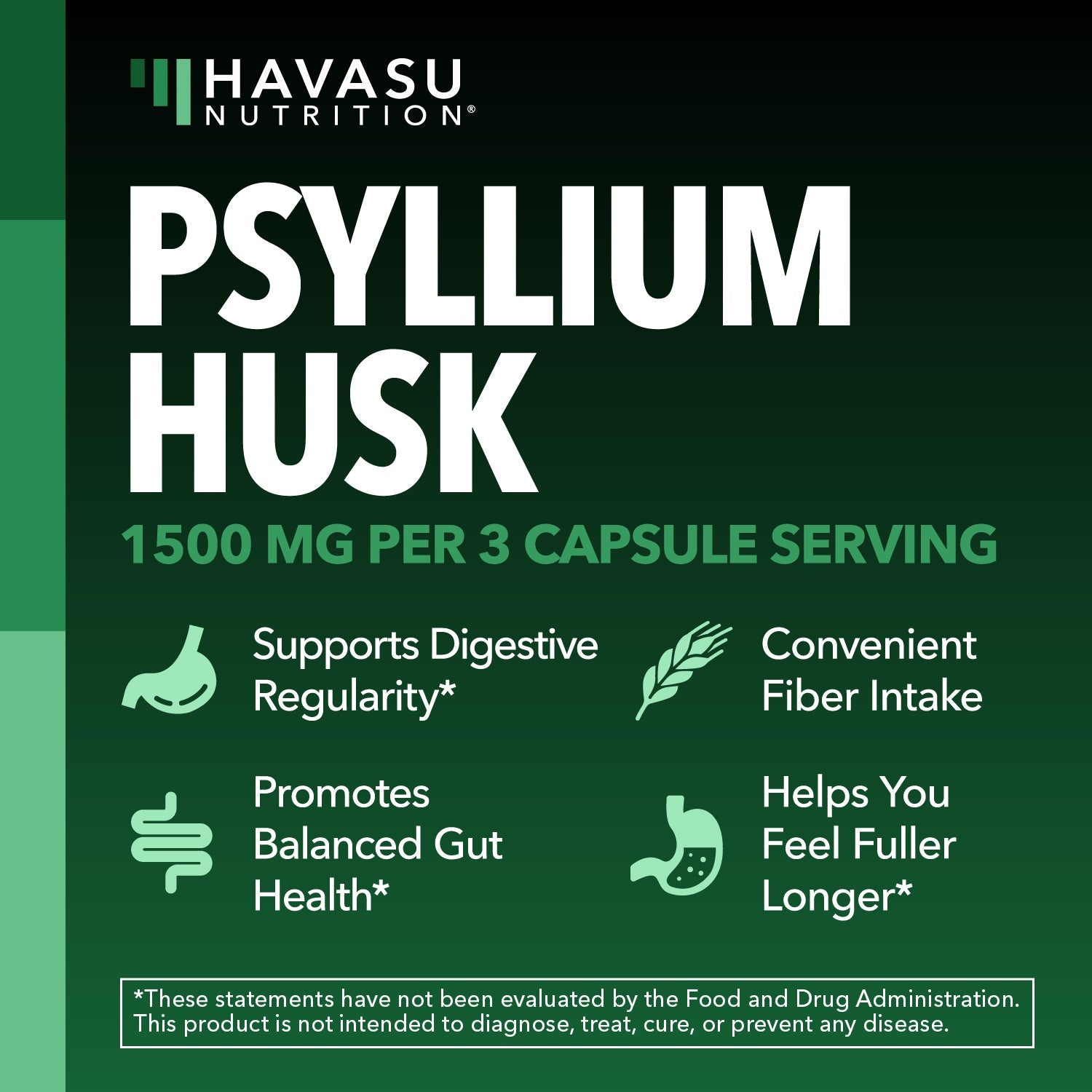 Psyllium Husk Capsules, 270ct - Havasu Nutrition