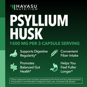 Psyllium Husk Capsules, 270ct - Havasu Nutrition