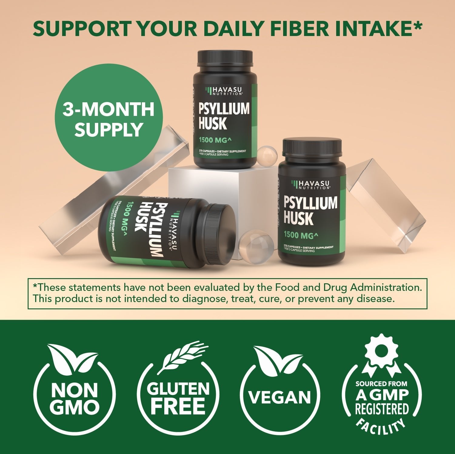 Psyllium Husk Capsules, 270ct - Havasu Nutrition