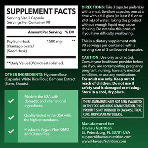 Psyllium Husk Capsules, 270ct - Havasu Nutrition