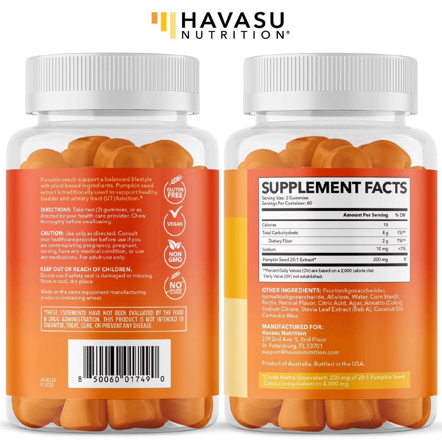 Pumpkin Seed Gummies, 120ct - Havasu Nutrition