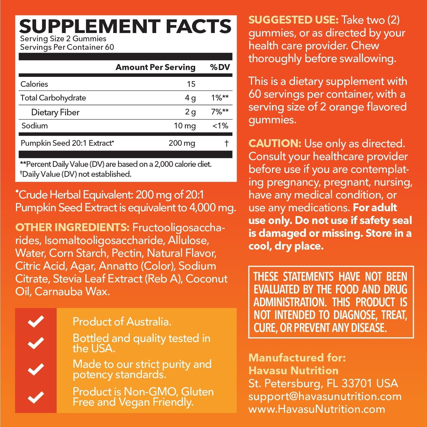 Pumpkin Seed Gummies, 120ct - Havasu Nutrition