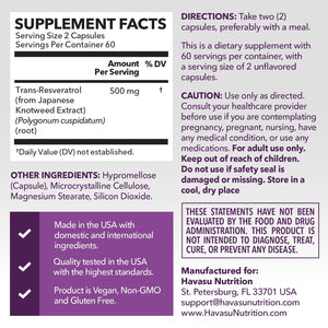 Resveratrol Capsules, 120ct - Havasu Nutrition