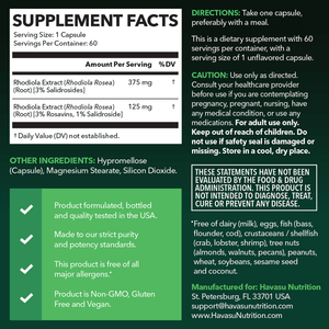 Rhodiola Rosea Capsules - Havasu Nutrition