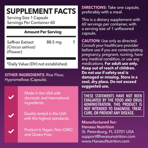 Saffron Capsules, 60ct - Havasu Nutrition