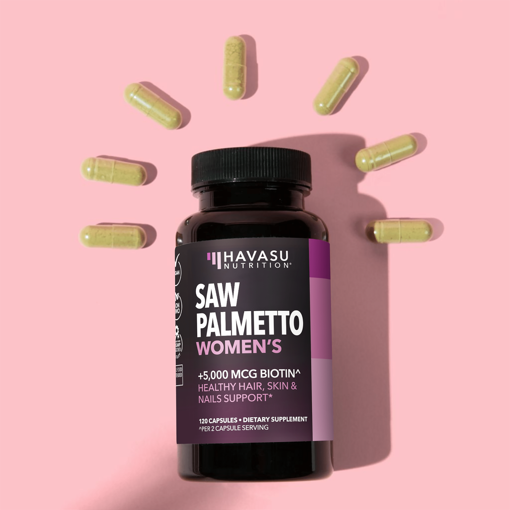 Saw Palmetto + Biotin Capsules, 120ct - Havasu Nutrition