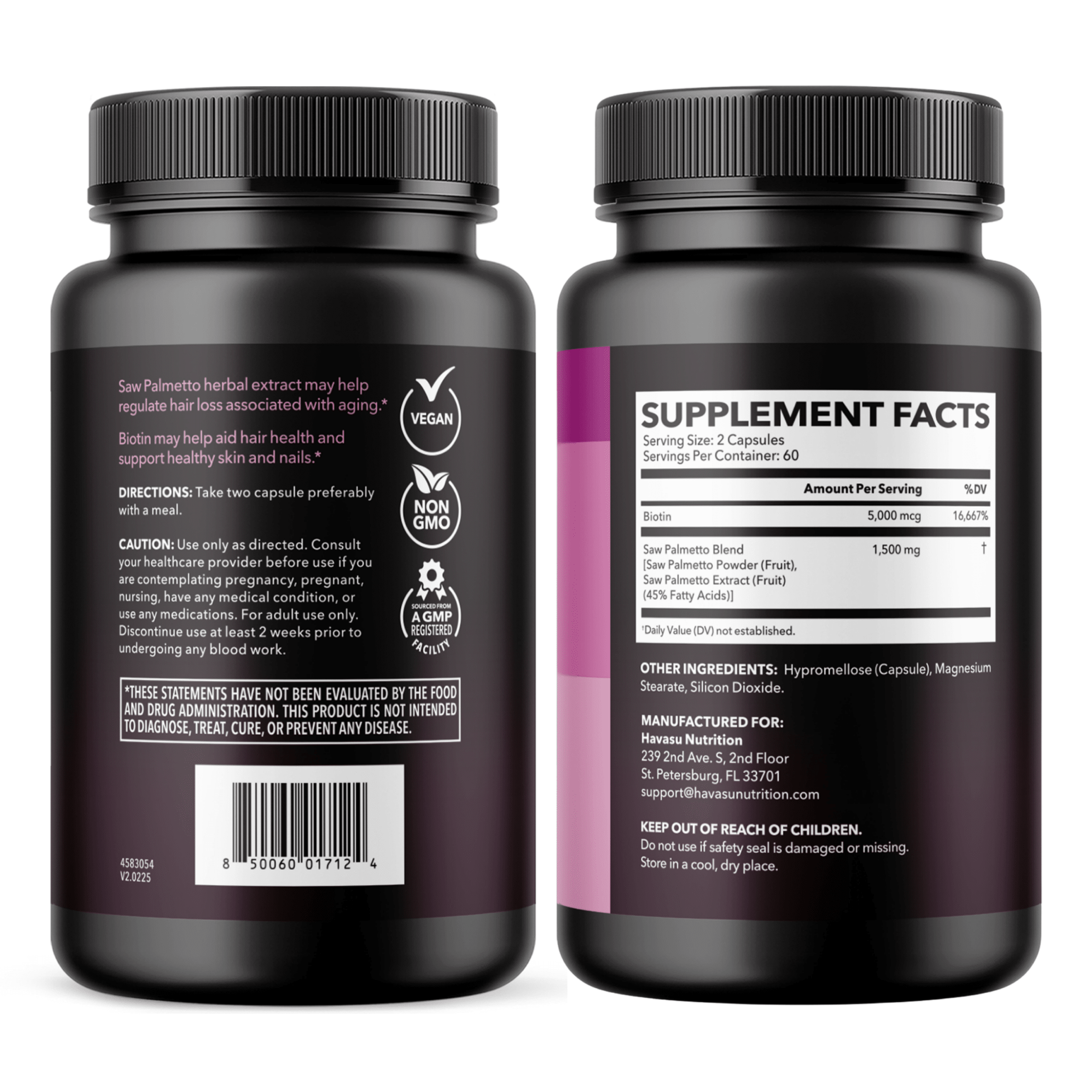 Saw Palmetto + Biotin Capsules, 120ct - Havasu Nutrition