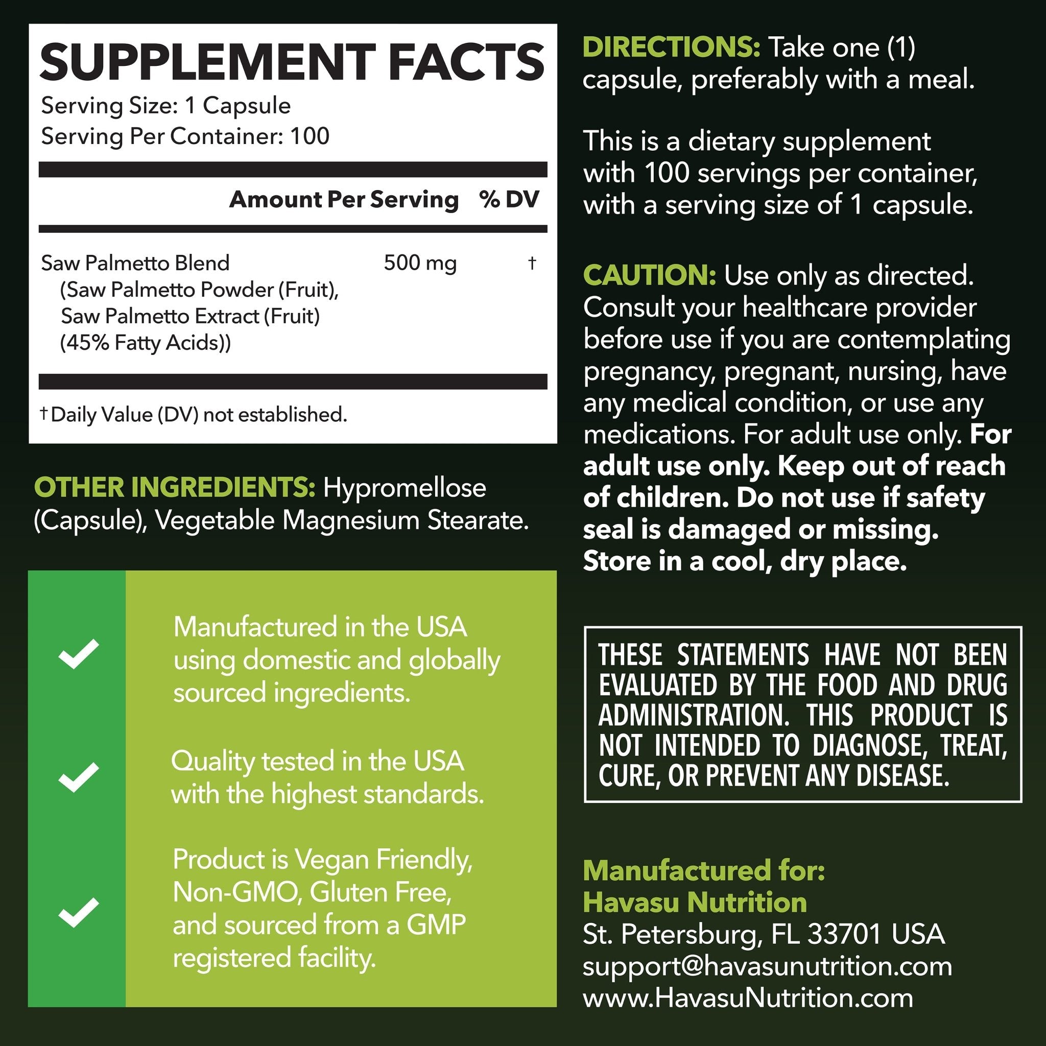 Saw Palmetto Capsules - Havasu Nutrition