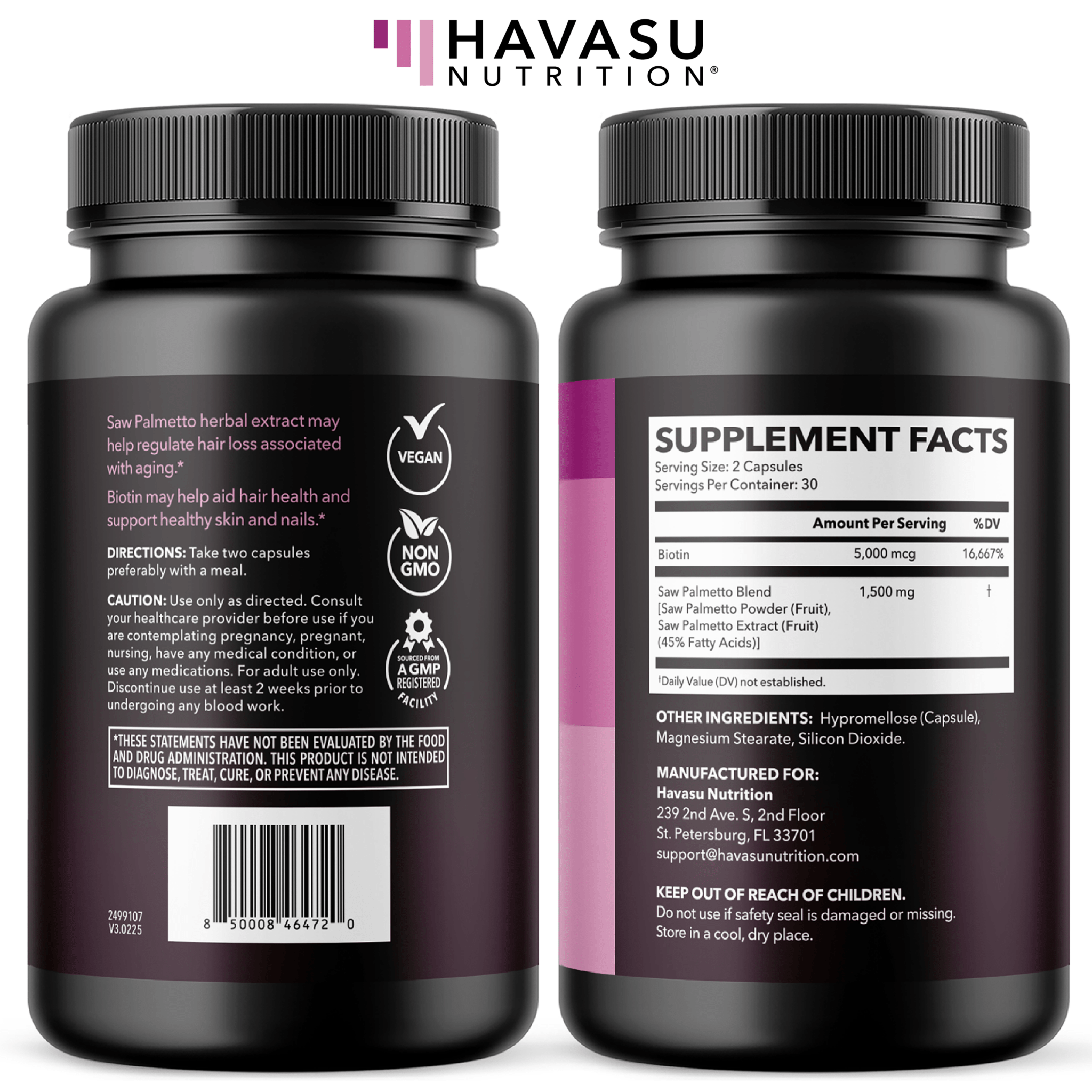 Saw Palmetto for Women with Biotin, 60 ct - Havasu Nutrition