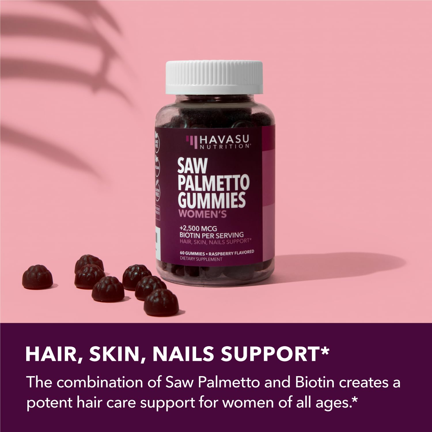 Saw Palmetto Gummies for Women, Raspberry - Havasu Nutrition