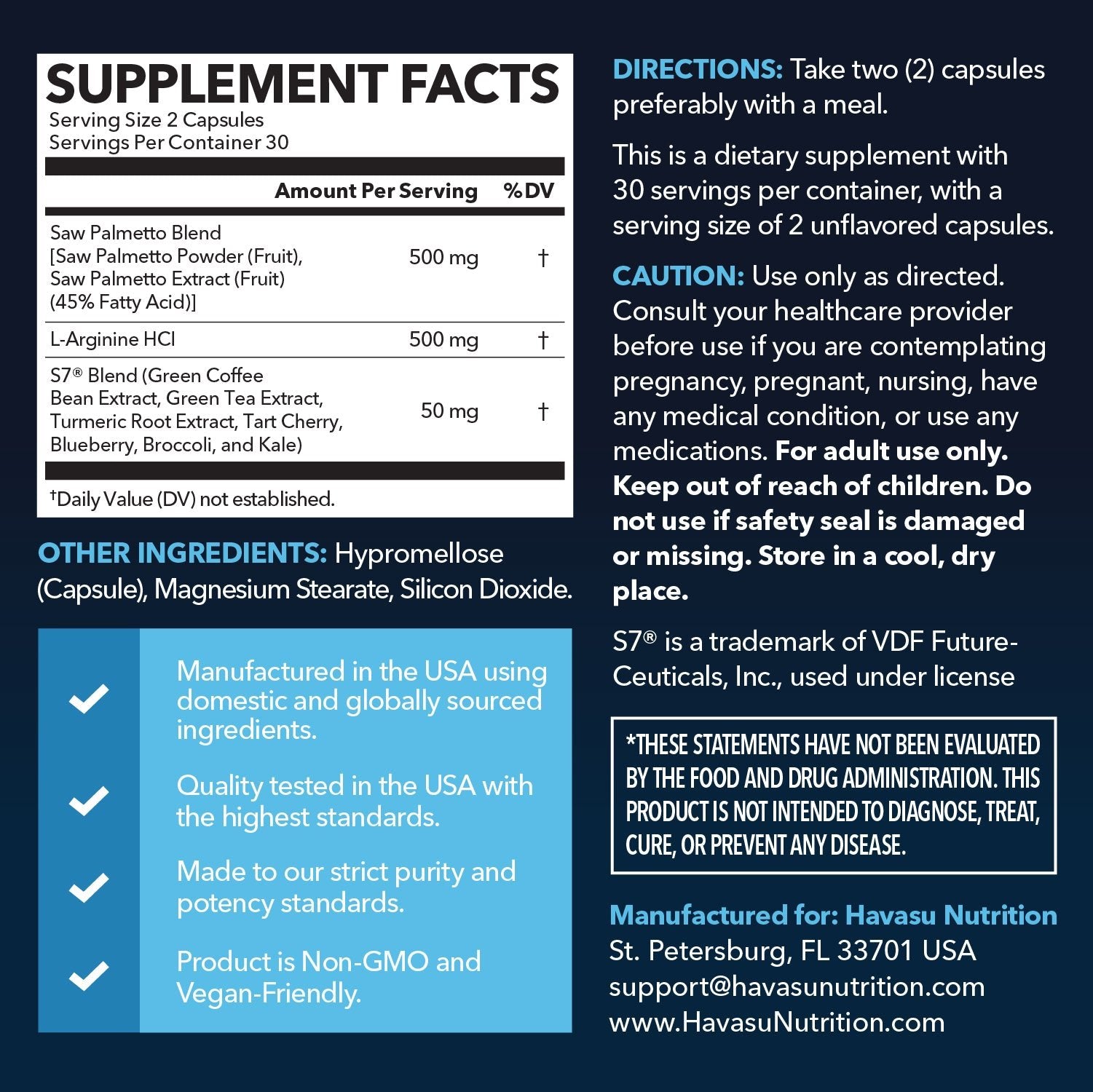 Saw Palmetto + L-Arginine Capsules - Havasu Nutrition