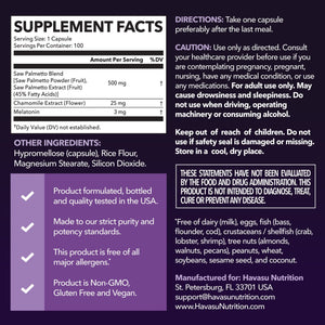 Saw Palmetto + Melatonin PM Capsules - Havasu Nutrition