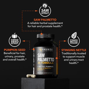 Saw Palmetto + Nettle & Pumpkin Seed Capsules, 120ct - Havasu Nutrition