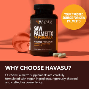 Saw Palmetto + Nettle & Pumpkin Seed Capsules, 120ct - Havasu Nutrition