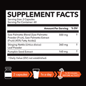 Saw Palmetto + Nettle & Pumpkin Seed Capsules, 120ct - Havasu Nutrition