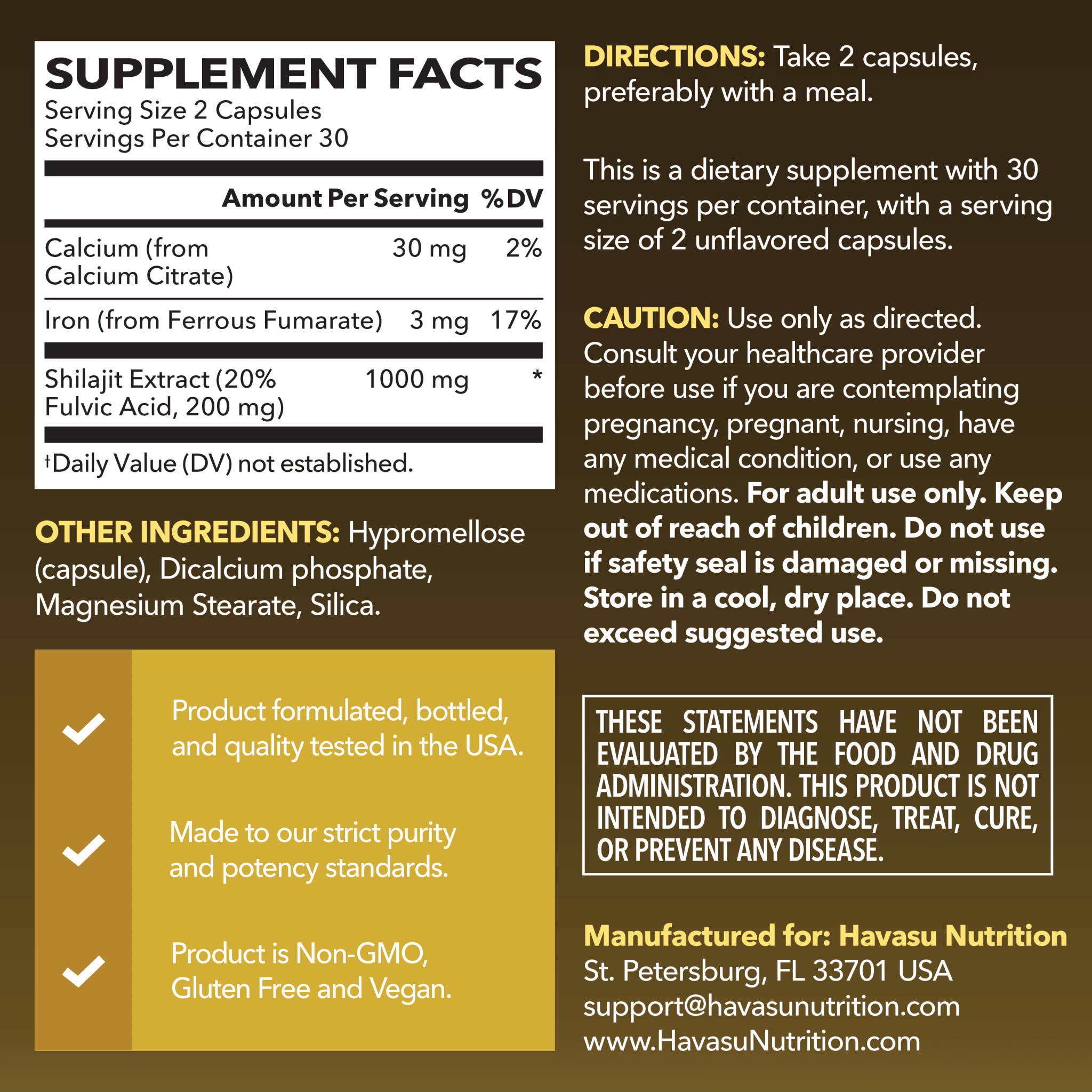 Shilajit Capsules, 60ct - Havasu Nutrition