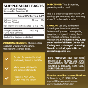 Shilajit Capsules, 60ct - Havasu Nutrition