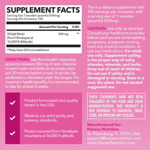 Shilajit Resin for Women, 50g - Havasu Nutrition