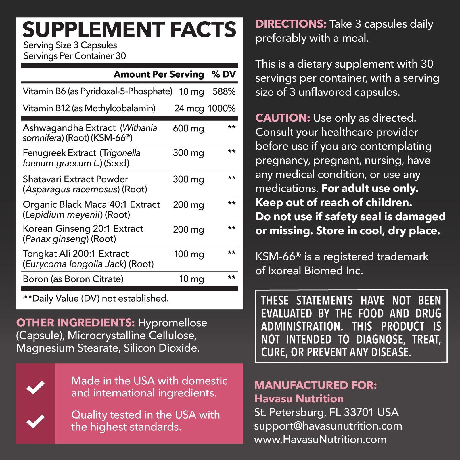 Testosterone Support for Women Capsules, 90ct - Havasu Nutrition