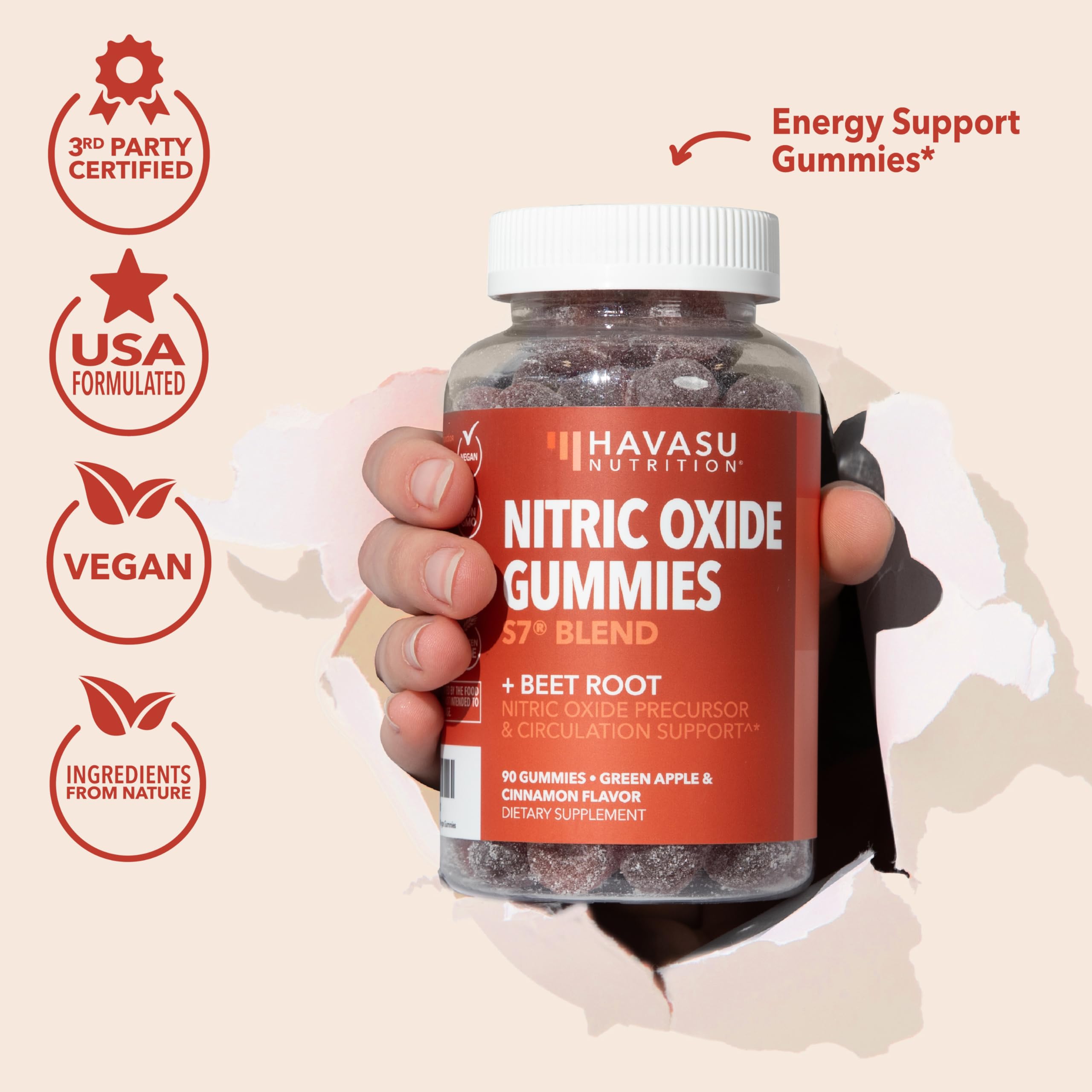 Nitric Oxide Gummies, Green Apple & Cinnamon