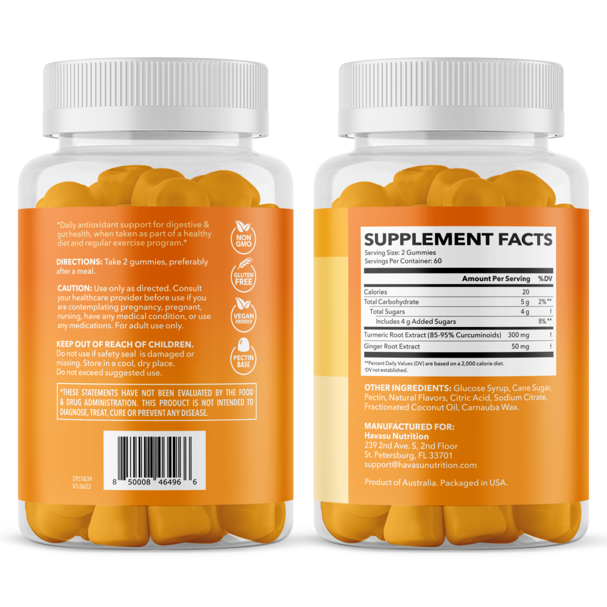 Turmeric Gummies, Peach, 120ct - Havasu Nutrition