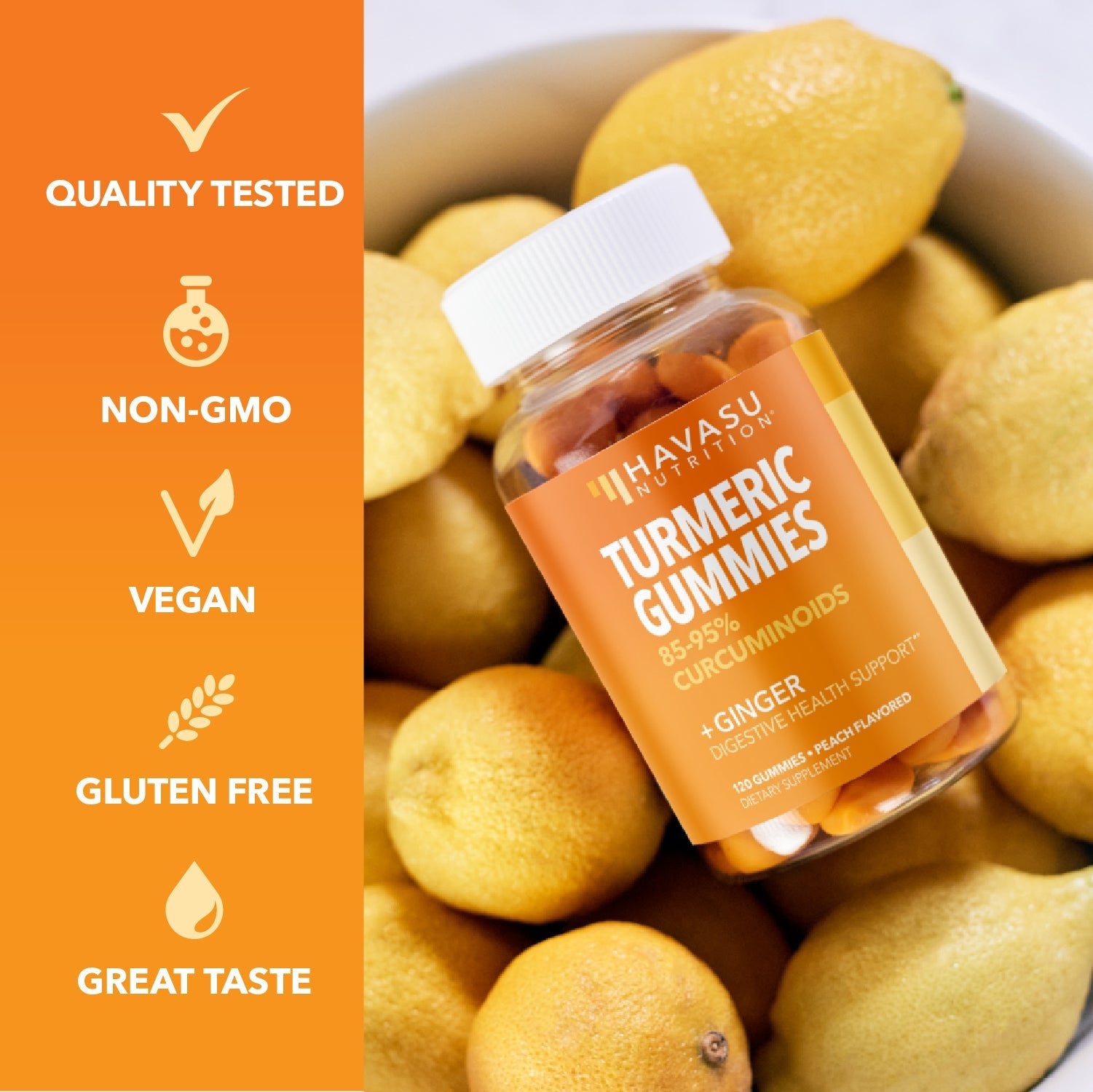 Turmeric Gummies, Peach, 120ct - Havasu Nutrition