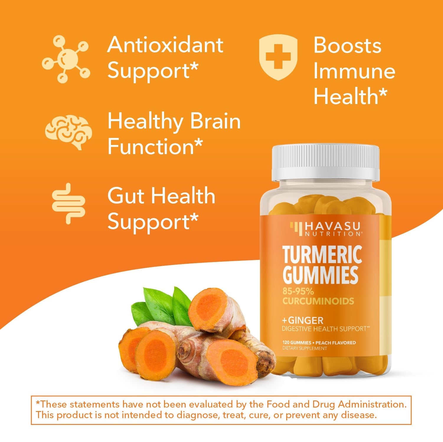 Turmeric Gummies, Peach, 120ct - Havasu Nutrition