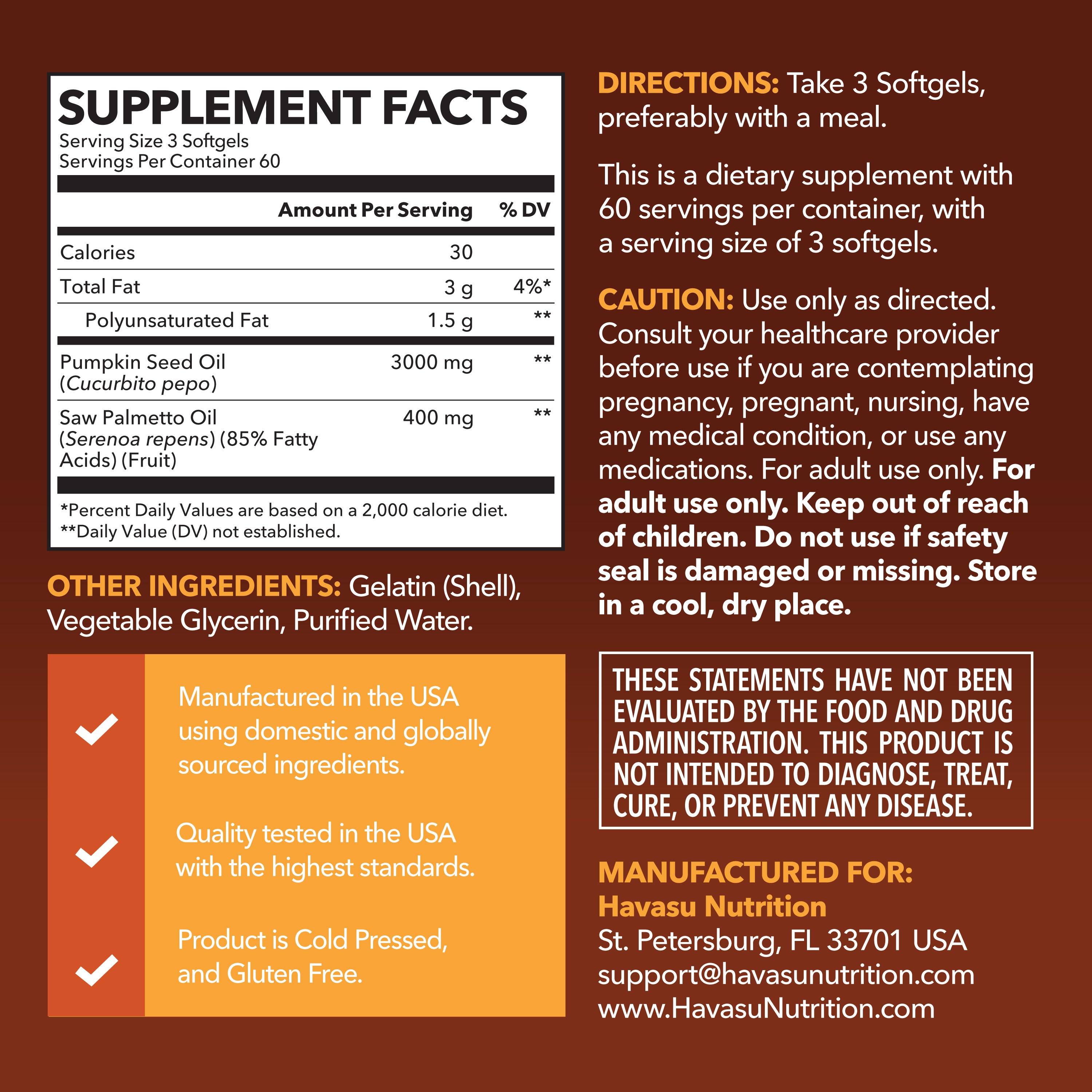 Pumpkin Seed Oil with Saw Palmetto Softgels