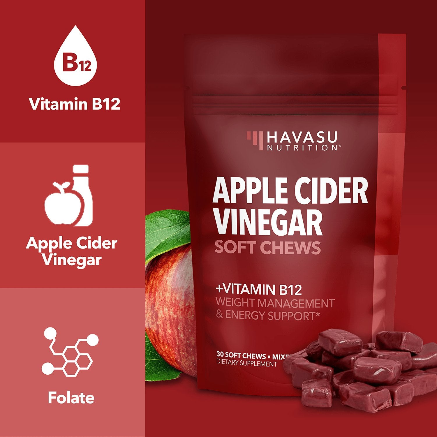 Apple Cider Vinegar Soft Chews, Mixed Berry - Havasu Nutrition