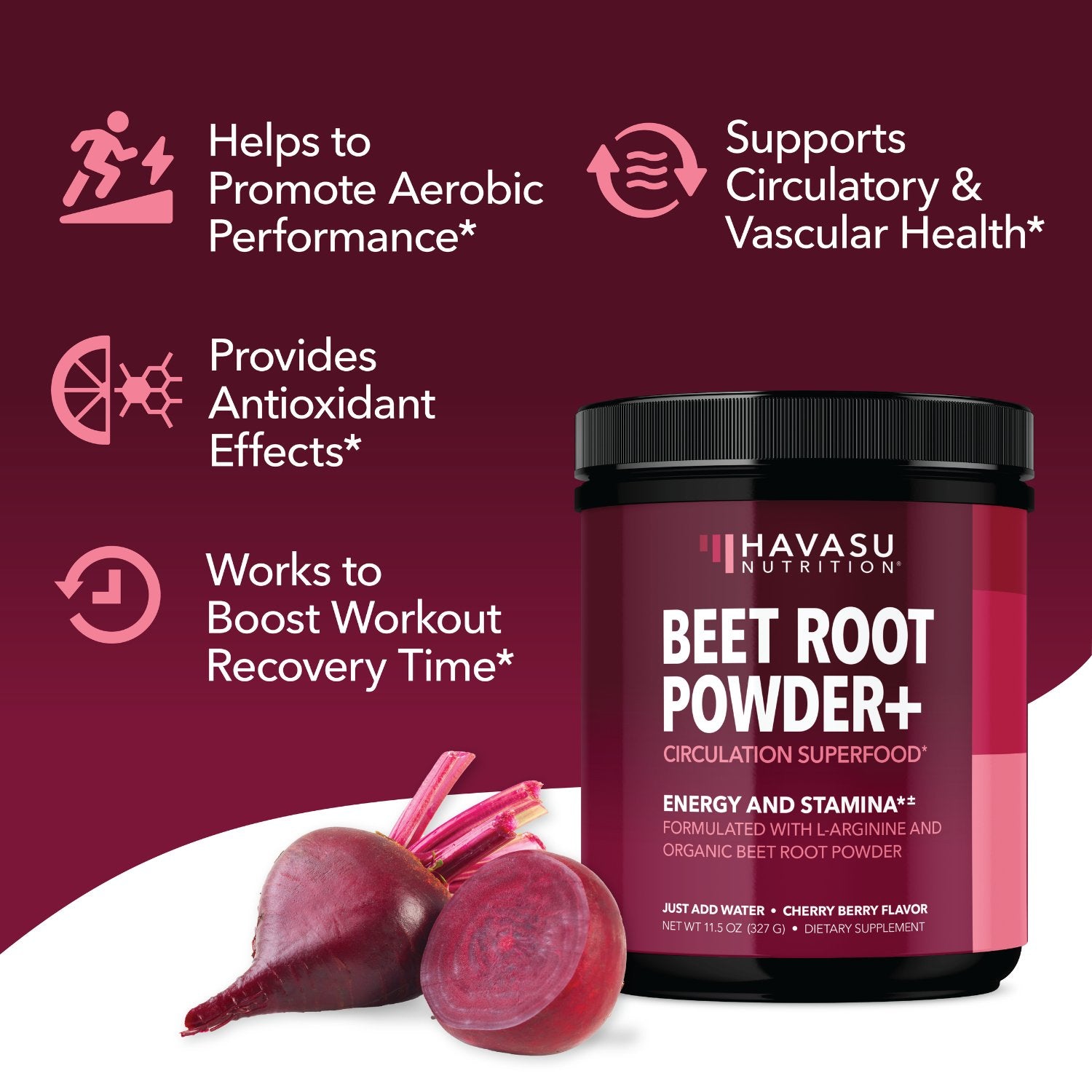 Beet Root Powder, Black Cherry, 327gm - Havasu Nutrition