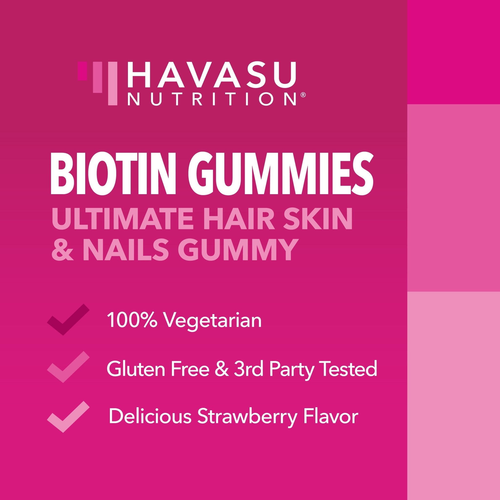 Biotin Gummies, Strawberry, 90ct - Havasu Nutrition